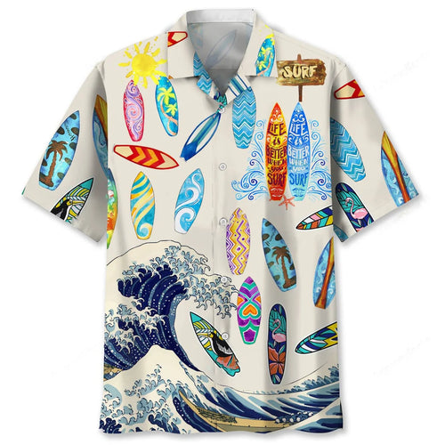 Surfing White Lovers Hawaiian Shirt, custom shirt gift for men (view 2)