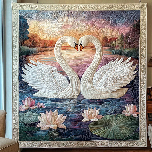 Swan Couple Quilt Blanket