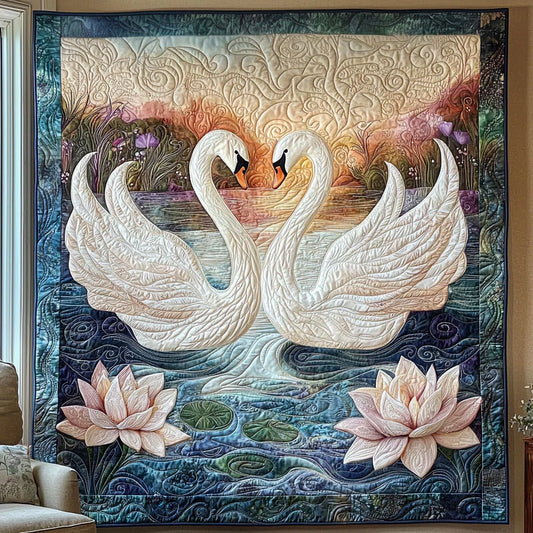 Swan Couple Quilt Blanket