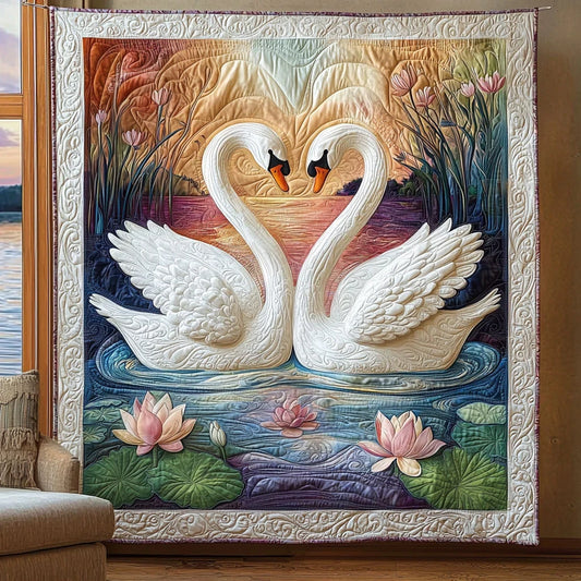 Swan Couple Quilt Blanket