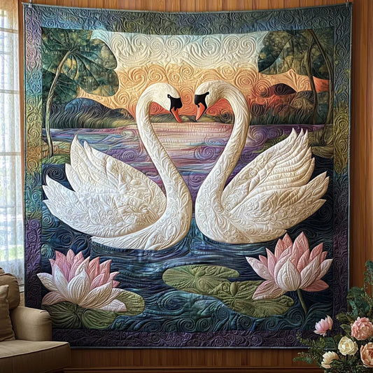 Swan Couple Quilt Blanket
