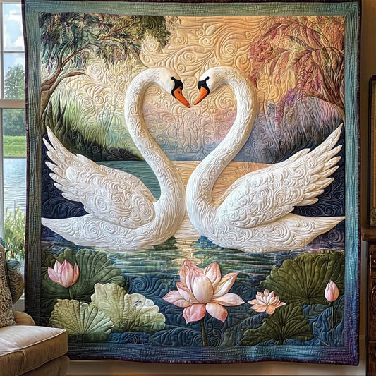 Swan Couple Quilt Blanket
