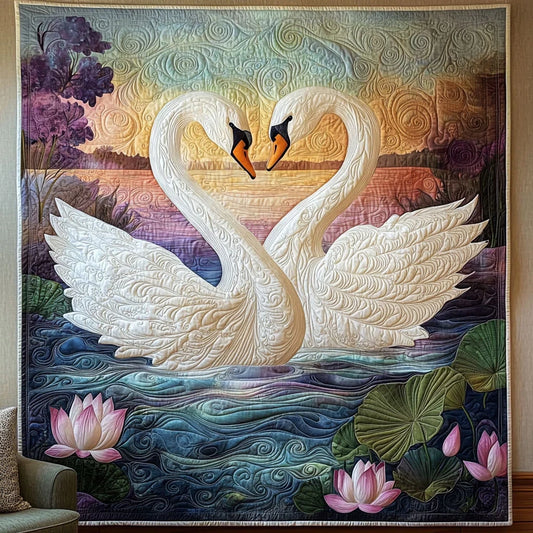 Swan Couple Quilt Blanket