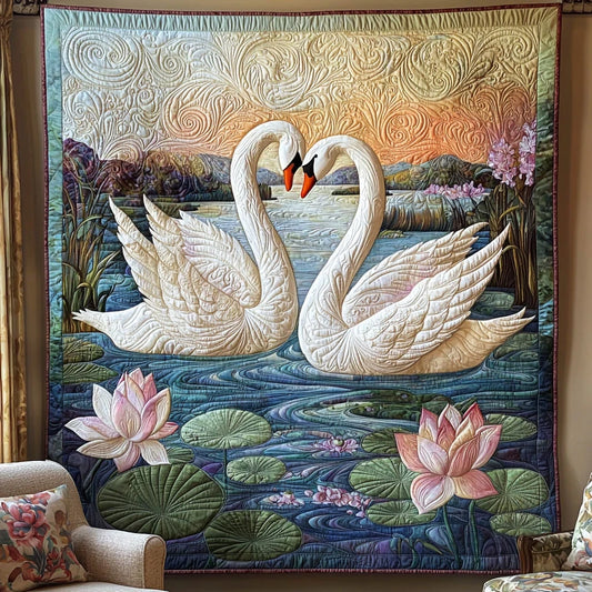 Swan Couple Quilt Blanket