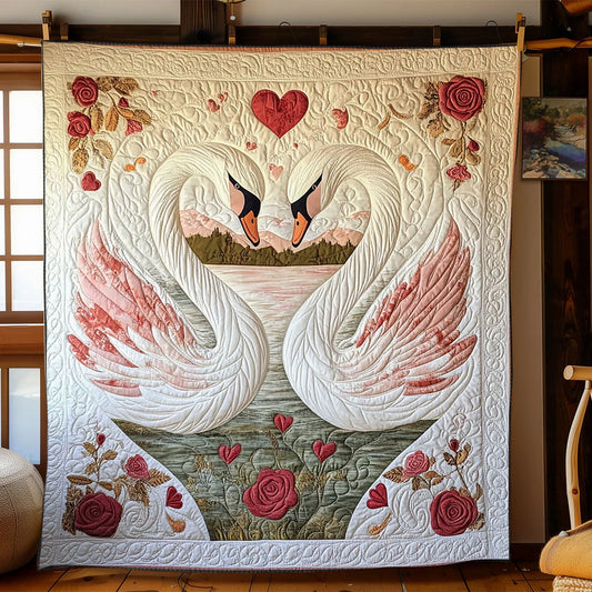 Swan In Love Quilt Blanket