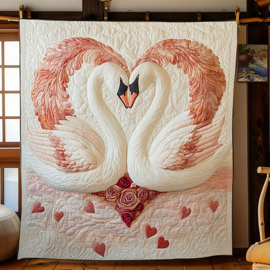 Swan In Love Quilt Blanket