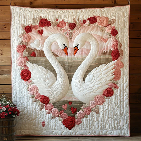 Swan In Love Quilt Blanket