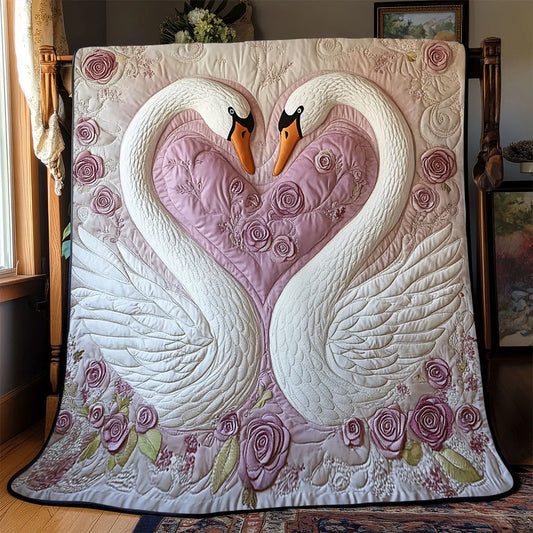 Swan In Love Quilt Blanket