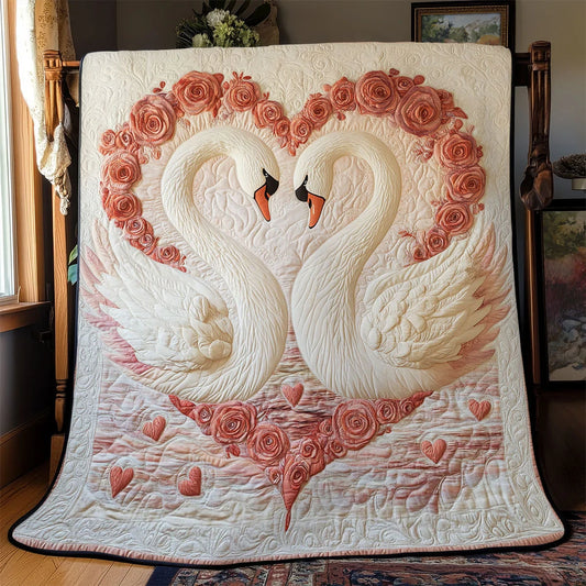 Swan In Love Quilt Blanket