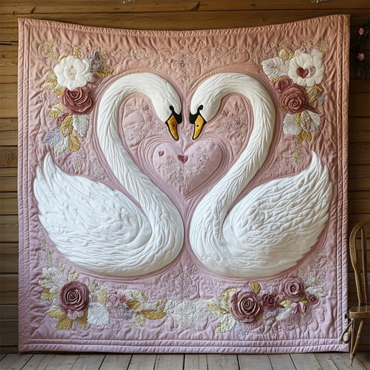 Swan In Love Quilt Blanket