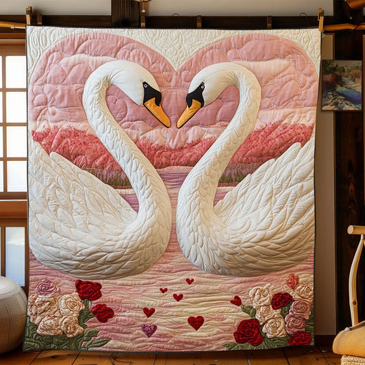 Swan In Love Quilt Blanket