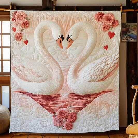 Swan In Love Quilt Blanket
