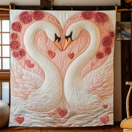 Swan In Love Quilt Blanket