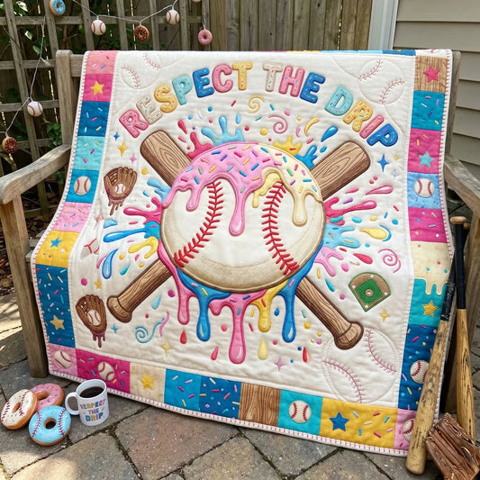 Sweet Baseball Drip Quilt Blanket