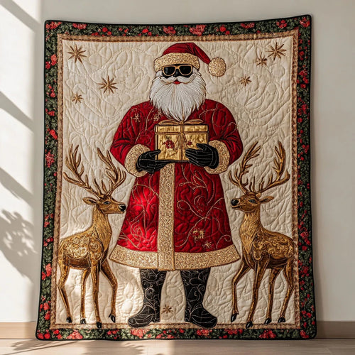 Sweet Black Santa Claus Dream Quilt Blanket