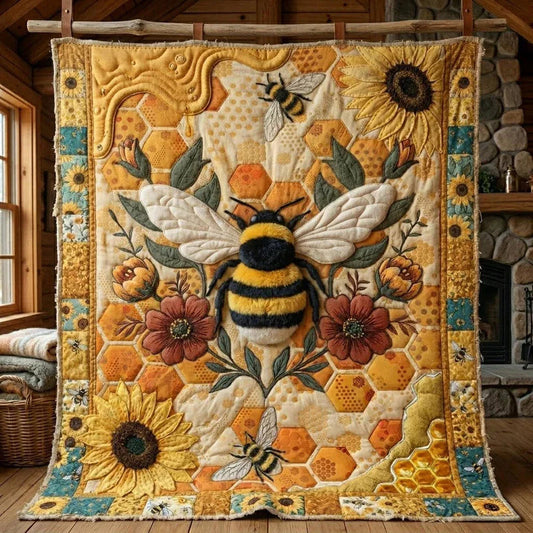 Sweet Buzz Quilt Blanket - Quilted Blanket by OtterMia