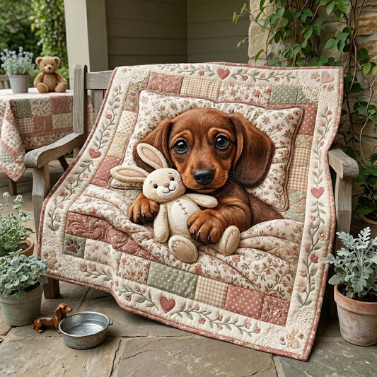 Sweet Dachshund Dreams Quilt Blanket