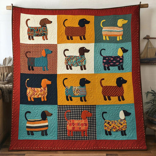 Sweet Dachshund Quilt Blanket
