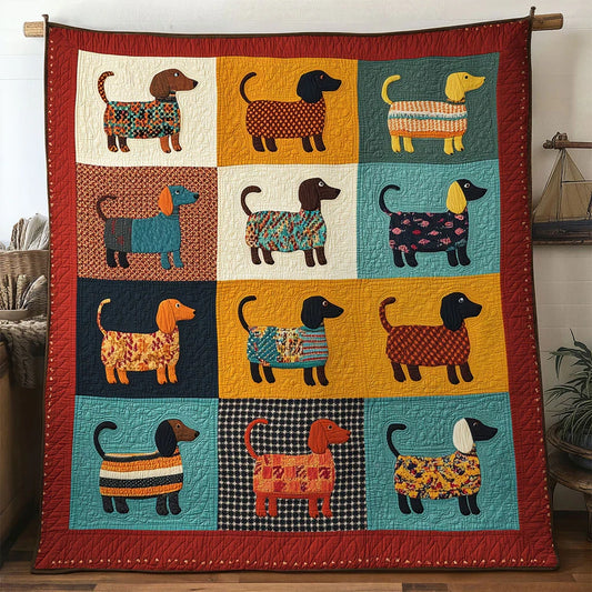 Sweet Dachshund Quilt Blanket