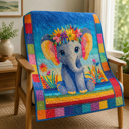 Sweet Elephant Quilt Blanket - Quilted Blanket by OtterMia