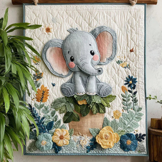 Sweet Elephant Quilt Blanket - Quilted Blanket by OtterMia