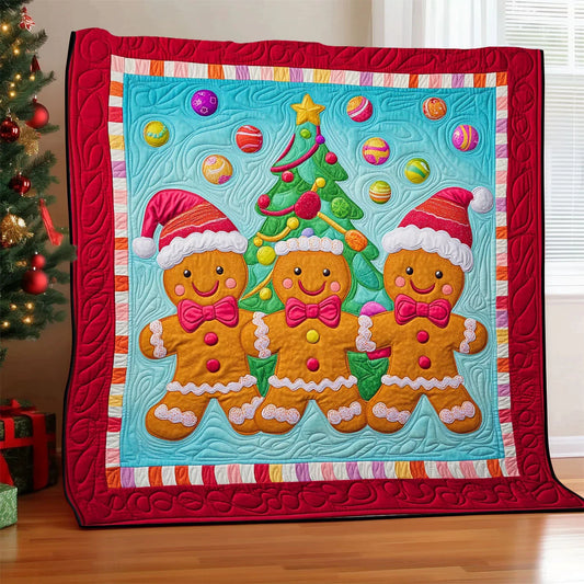 Sweet Gingerbread Buddies Quilt Blanket
