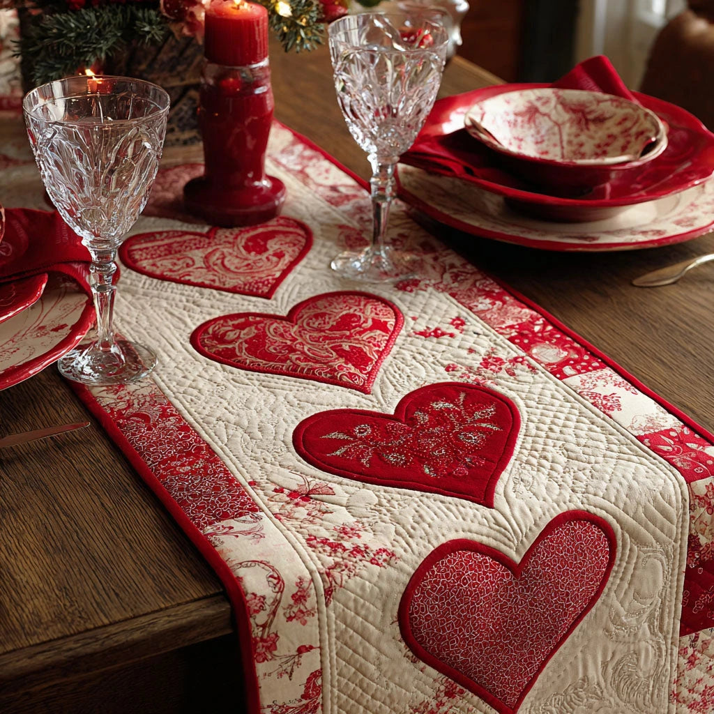 Sweet Heart Quilted Table Runner