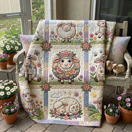 Sweet Meadow Lambs Quilt Blanket