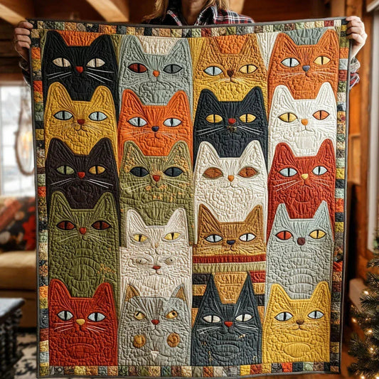 Sweet Meow Quilt Blanket - Quilted Blanket by OtterMia