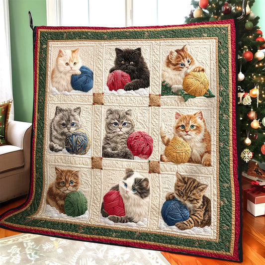 Sweet Yarn Cat Quilt Blanket