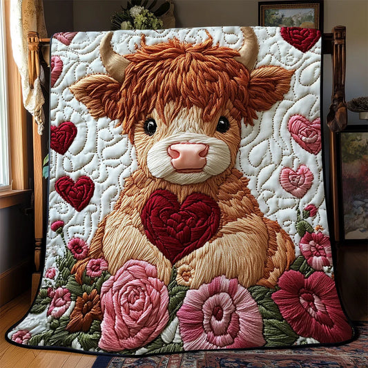 Sweetheart Highland Cow Quilt Blanket