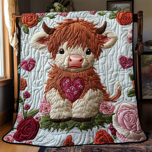 Sweetheart Highland Cow Quilt Blanket