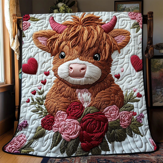 Sweetheart Highland Cow Quilt Blanket