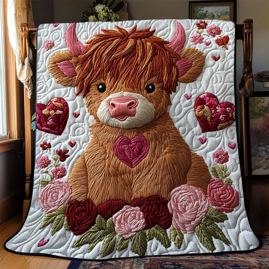 Sweetheart Highland Cow Quilt Blanket