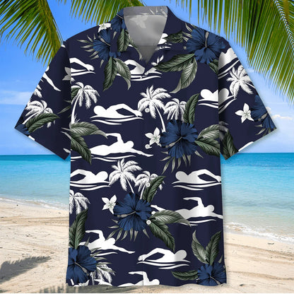 Swimming Hibiscus Hawaiian Shirt, custom shirt gift for men (view 2)