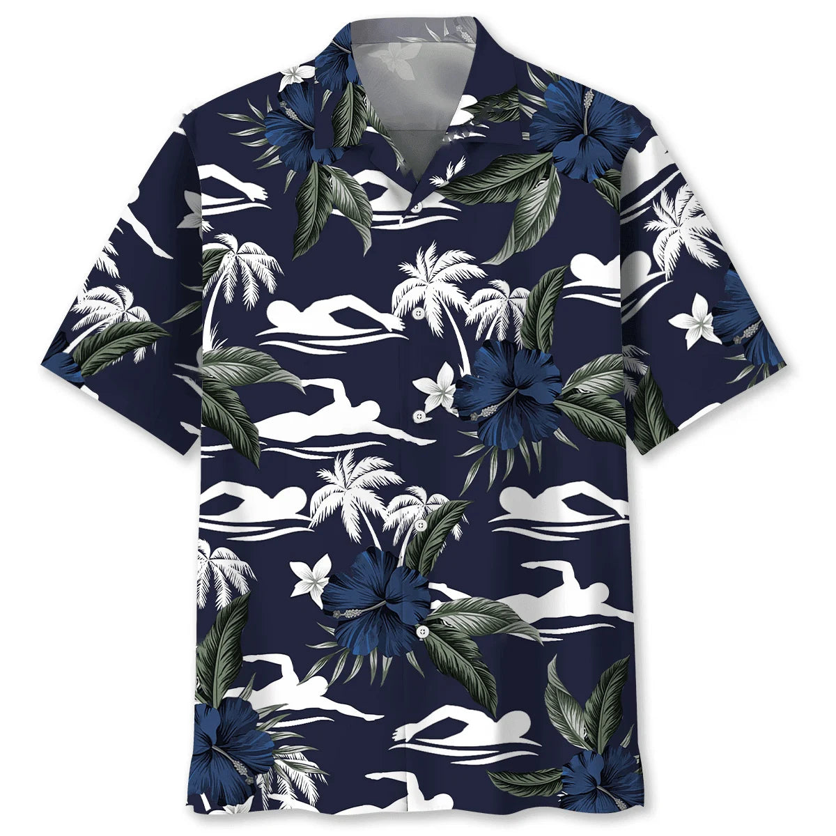 Swimming Hibiscus Hawaiian Shirt, custom shirt gift for men (view 4)