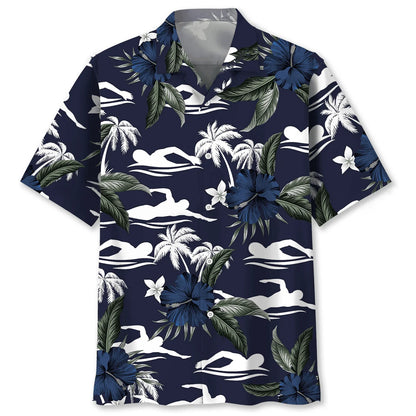 Swimming Hibiscus Hawaiian Shirt, custom shirt gift for men (view 4)