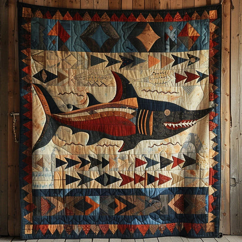 Swordfish Tribal Quilt Blanket