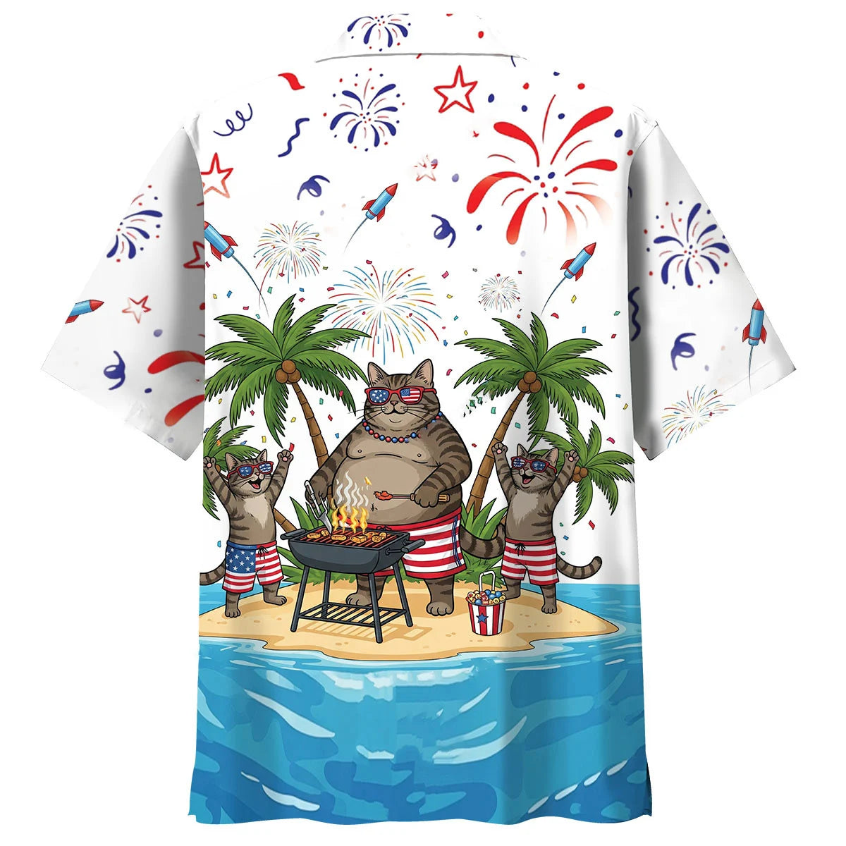 Tabby Cat Proud of America Hawaiian Shirt, custom shirt gift for men (view 3)