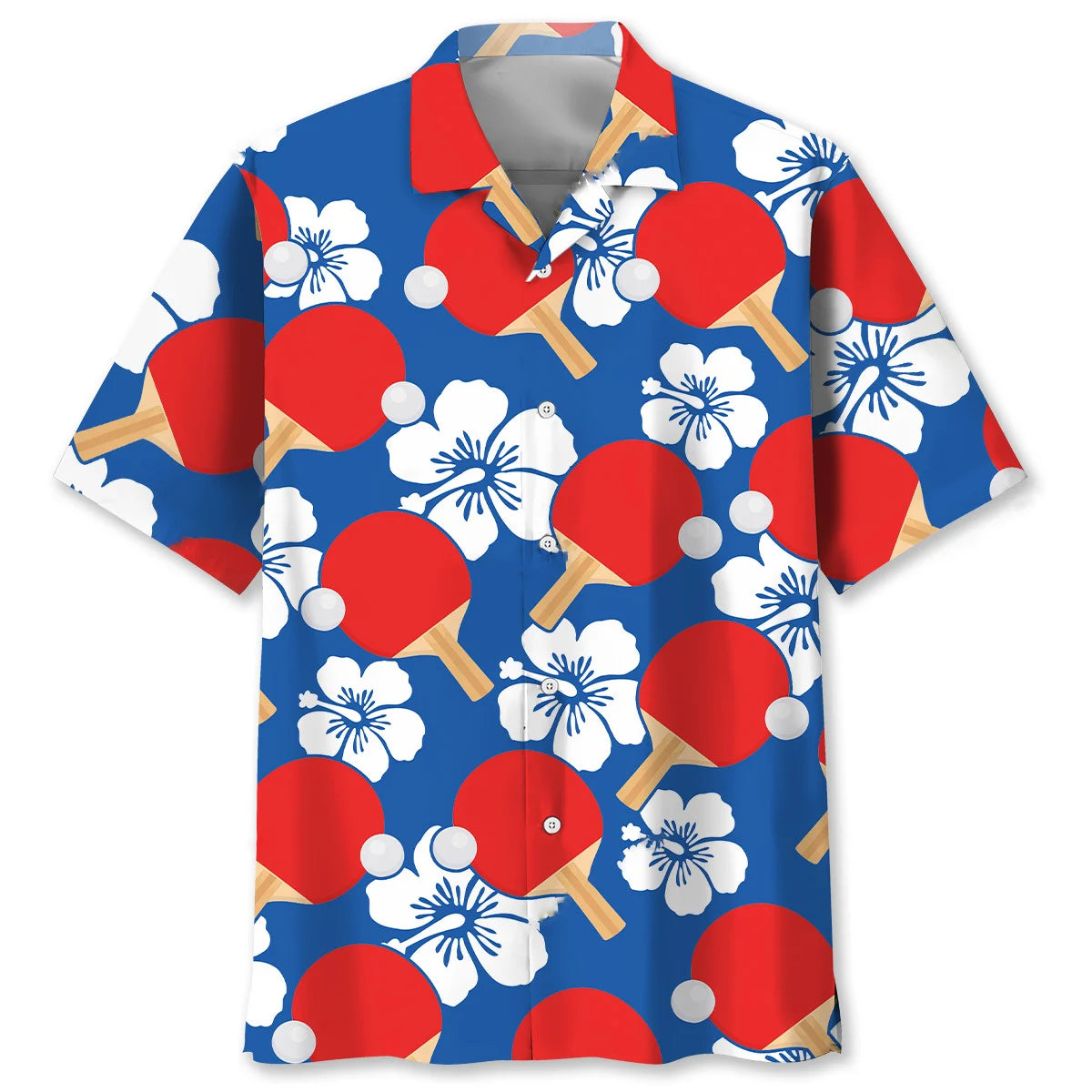 Table Tennis Blue Hibiscus Hawaiian Shirt, custom shirt gift for men (view 2)