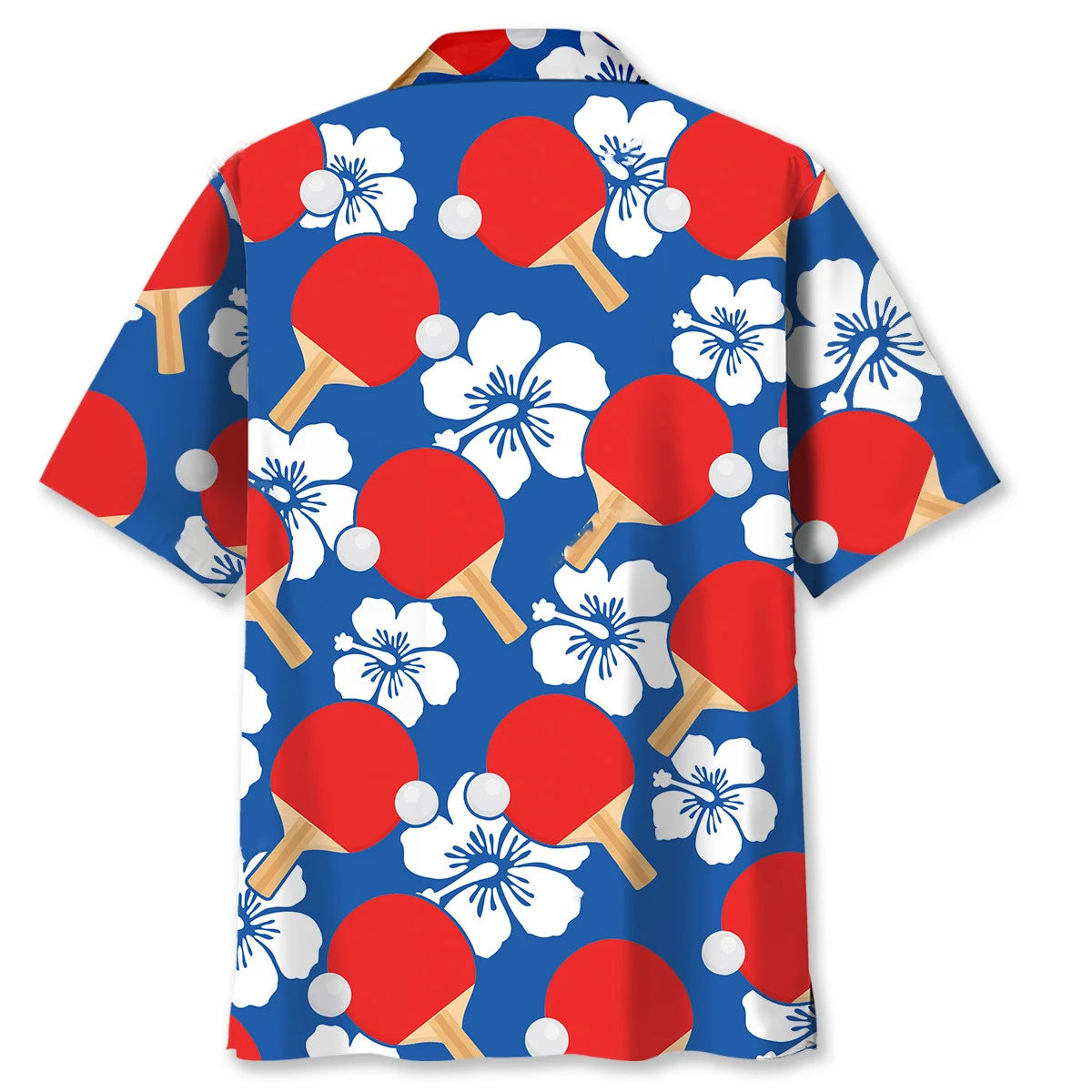 Table Tennis Blue Hibiscus Hawaiian Shirt, custom shirt gift for men (view 4)