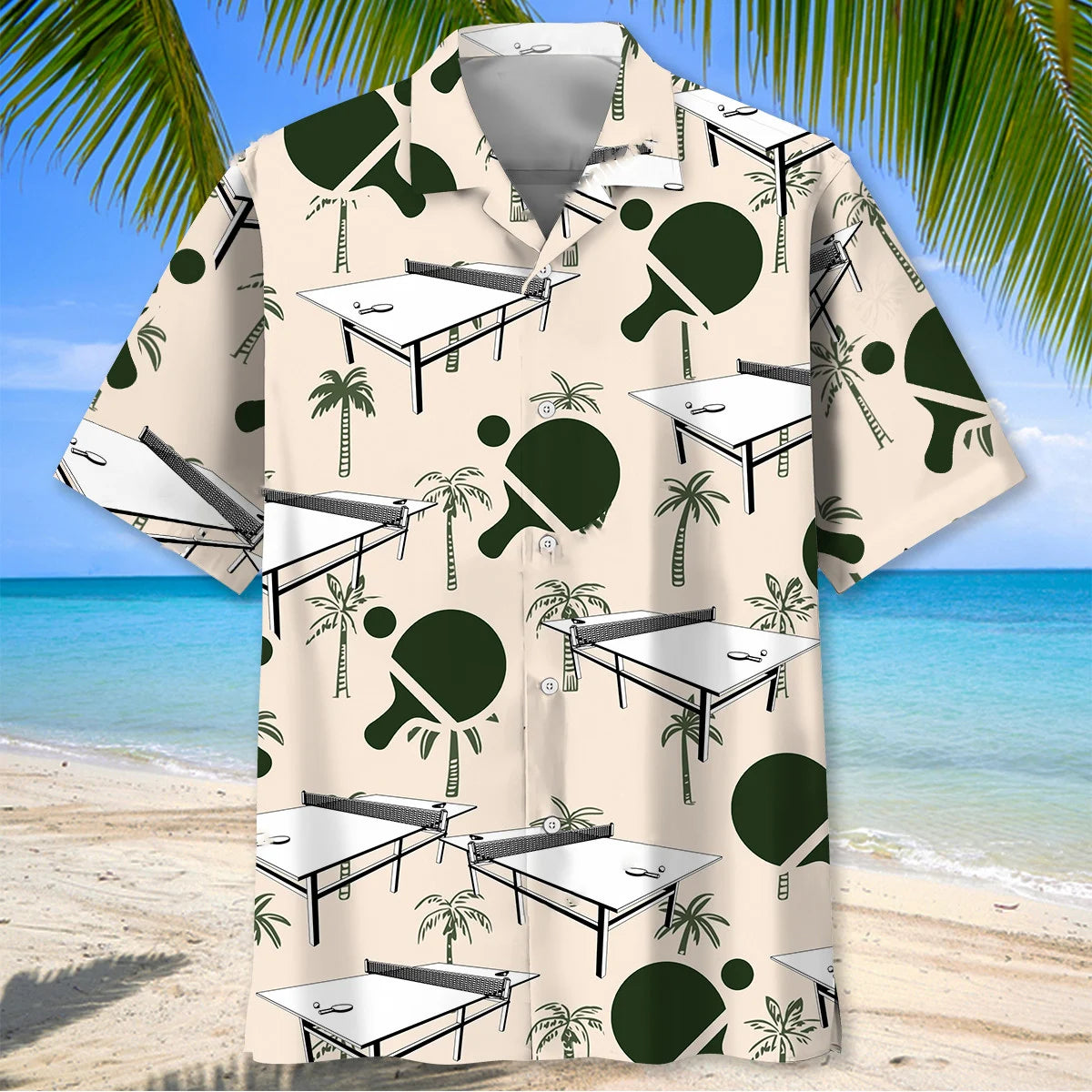 Table Tennis Palm Tree Hawaiian Shirt, custom shirt gift for men (view 2)