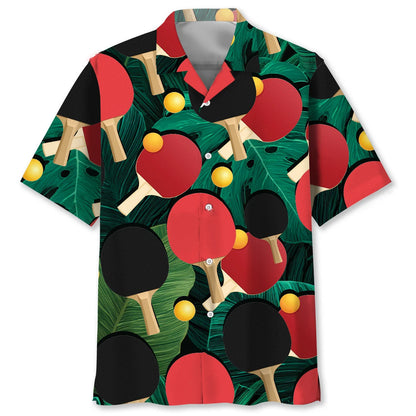 Table Tennis Tropical Leaves Hawaiian Shirt, custom shirt gift for men