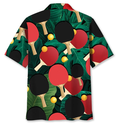Table Tennis Tropical Leaves Hawaiian Shirt, custom shirt gift for men (view 3)