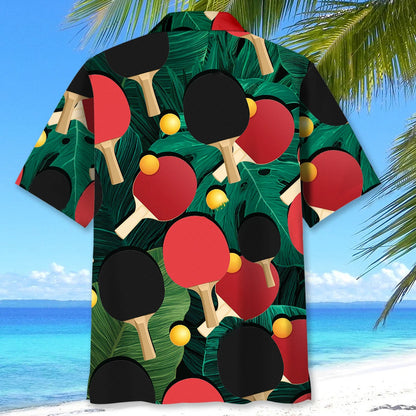 Table Tennis Tropical Leaves Hawaiian Shirt, custom shirt gift for men (view 4)