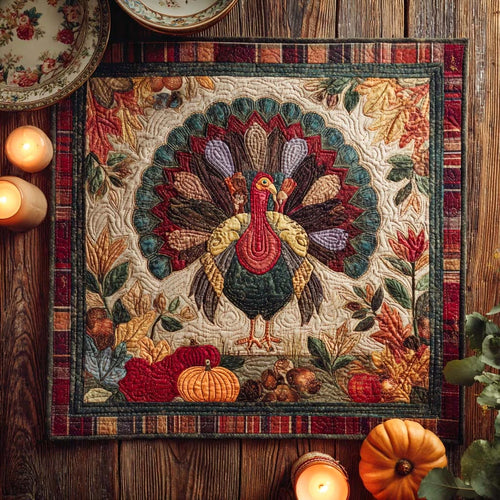 Tailfeathers and Thanks Quilted Table Topper