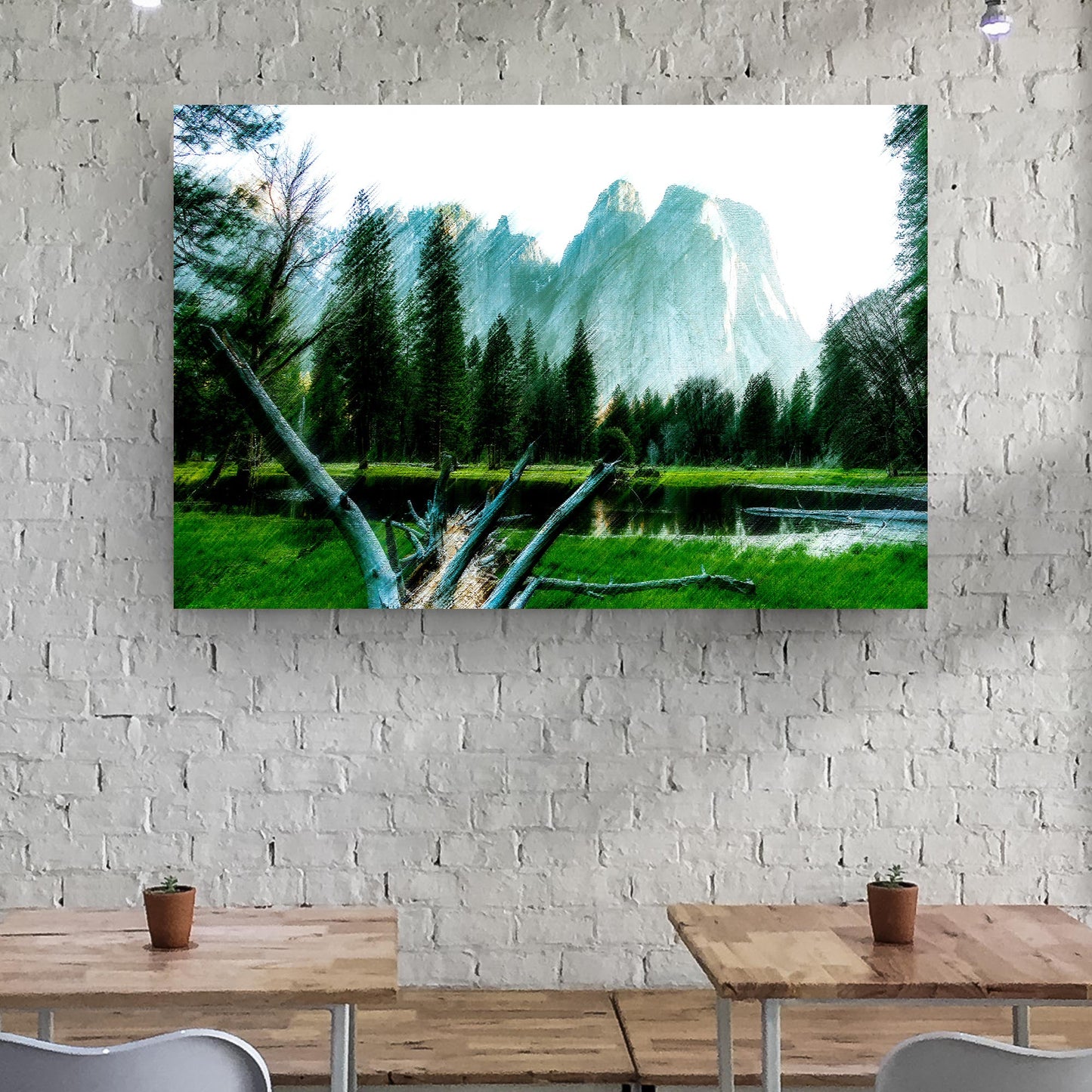 Misty Forest Lake Canvas Wall Art