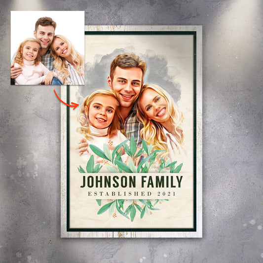 Photo To Cartoon Family Portrait Sign