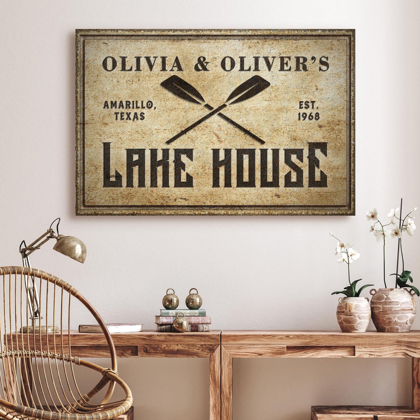 Couple Lake House Paddle Sign