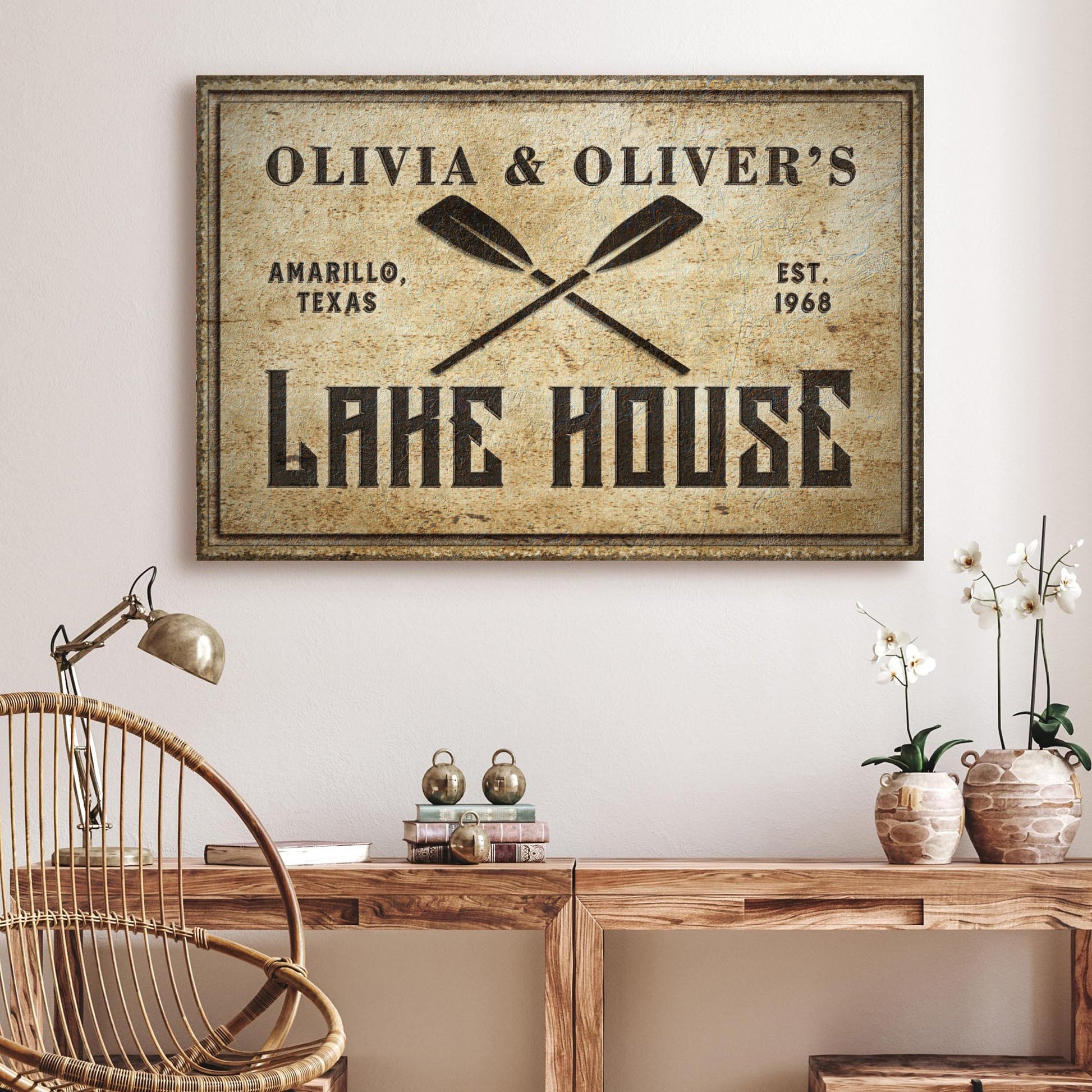 Couple Lake House Paddle Sign